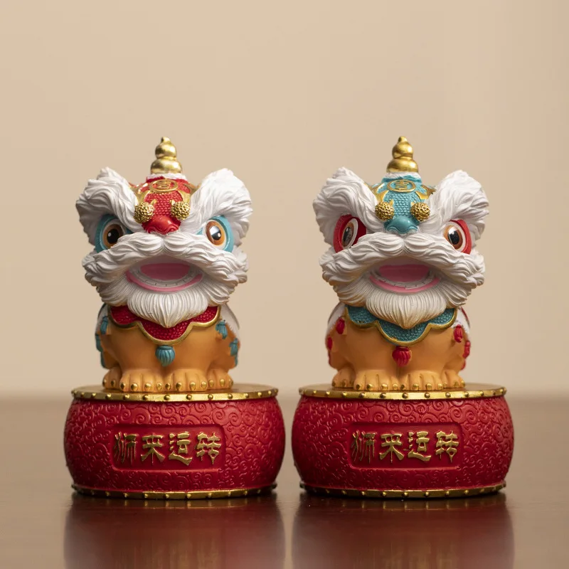 Chinese Lion Dance and Awakening Creative Ornaments High End and Niche Desktop Tea Table Decorations Handicrafts Birthday Gifts