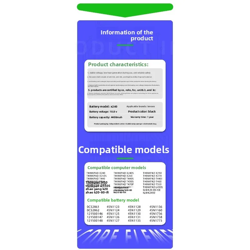 لينوفو ثينك باد X240/X250S/T440/T450/T460P/W550S/X260/T440S /T450S/T470P/L450/X250/X270/T440/T460/T550/L450S بطارية الكمبيوتر المحمول #5