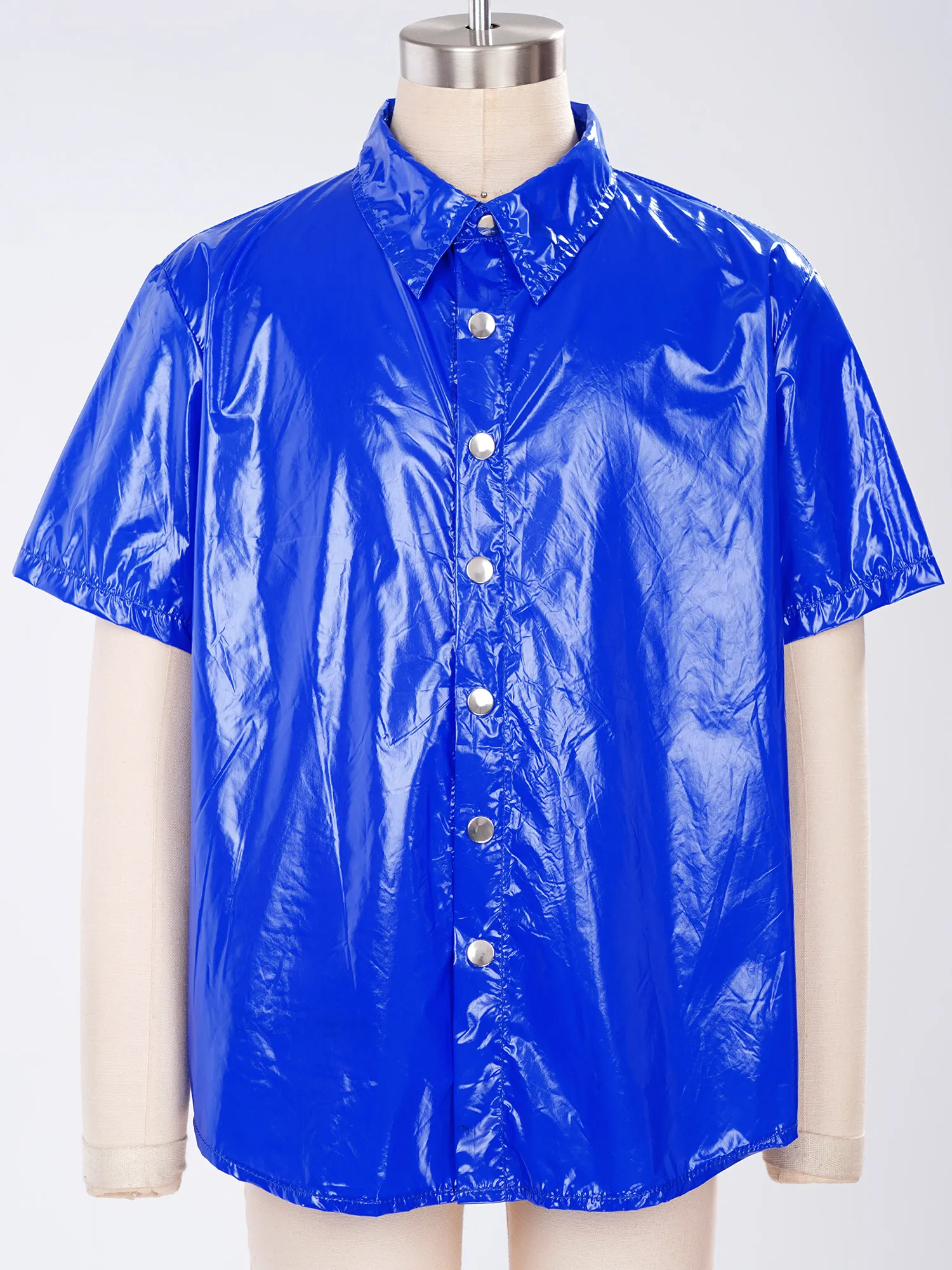 Kids Short Sleeve Press Button Top Blouse Dress Shirts for Boys Girls Water-resistant Turn-down Collar Shirt for Casual Outdoors