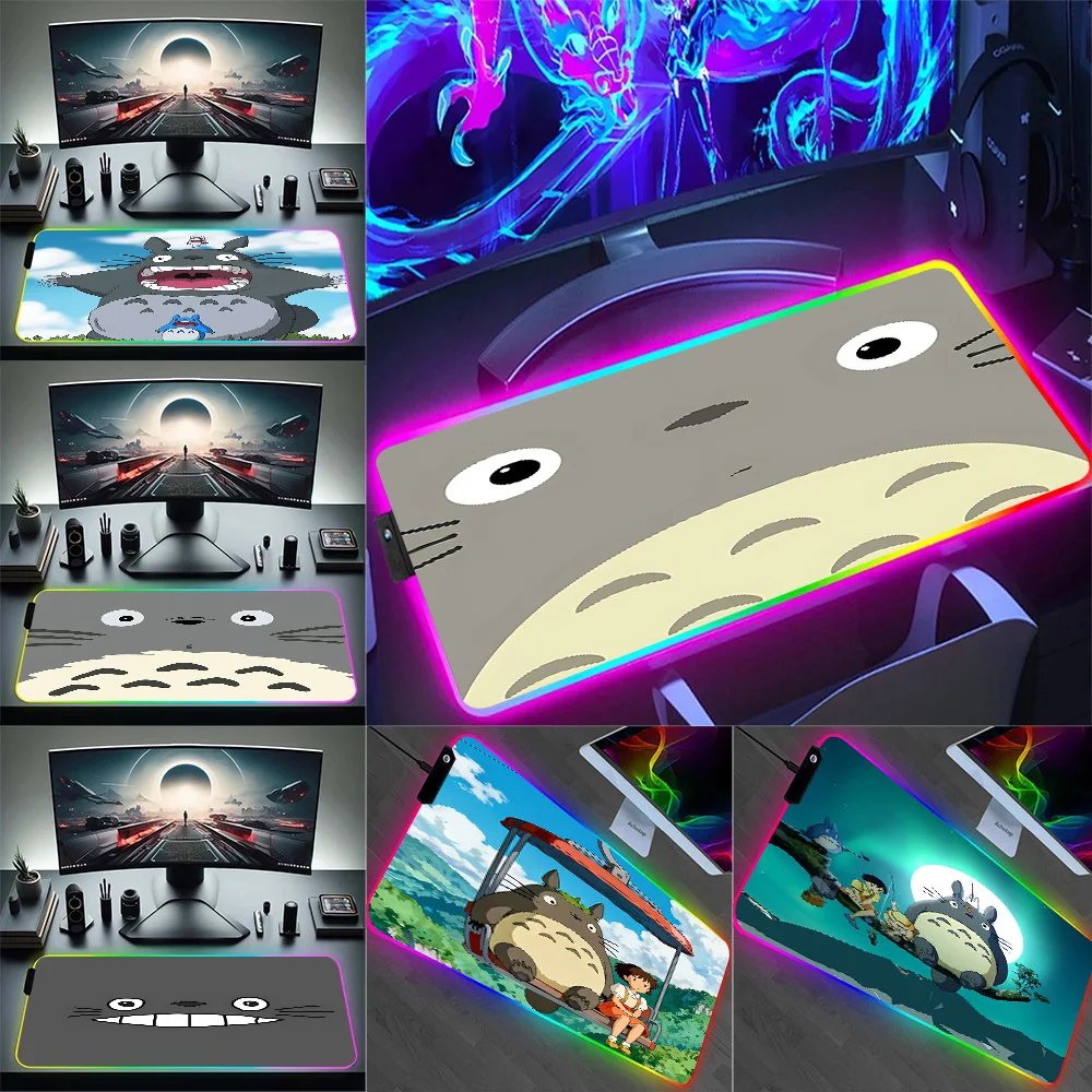 

Классический аниме-коврик для мыши T-TotoroS-S RGB для ПК-геймеров, светящийся LED коврик для мыши, резиновый игровой компьютерный коврик для мыши