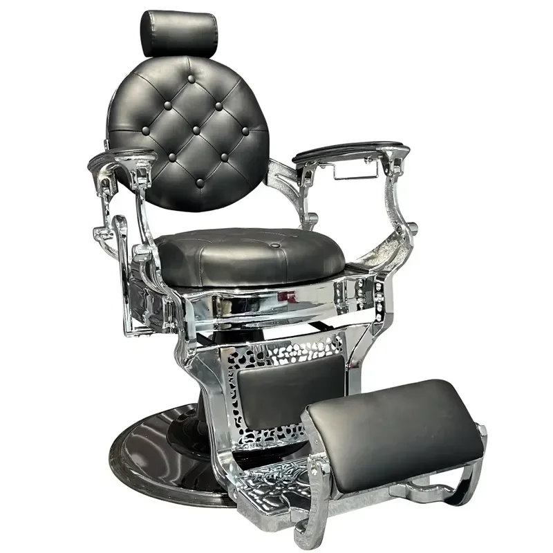 Classic Retro Barber Chair Iron Aluminum Hydraulic Pump Adjustable Height Suitable for Hair Salons Beauty Shop Furniture