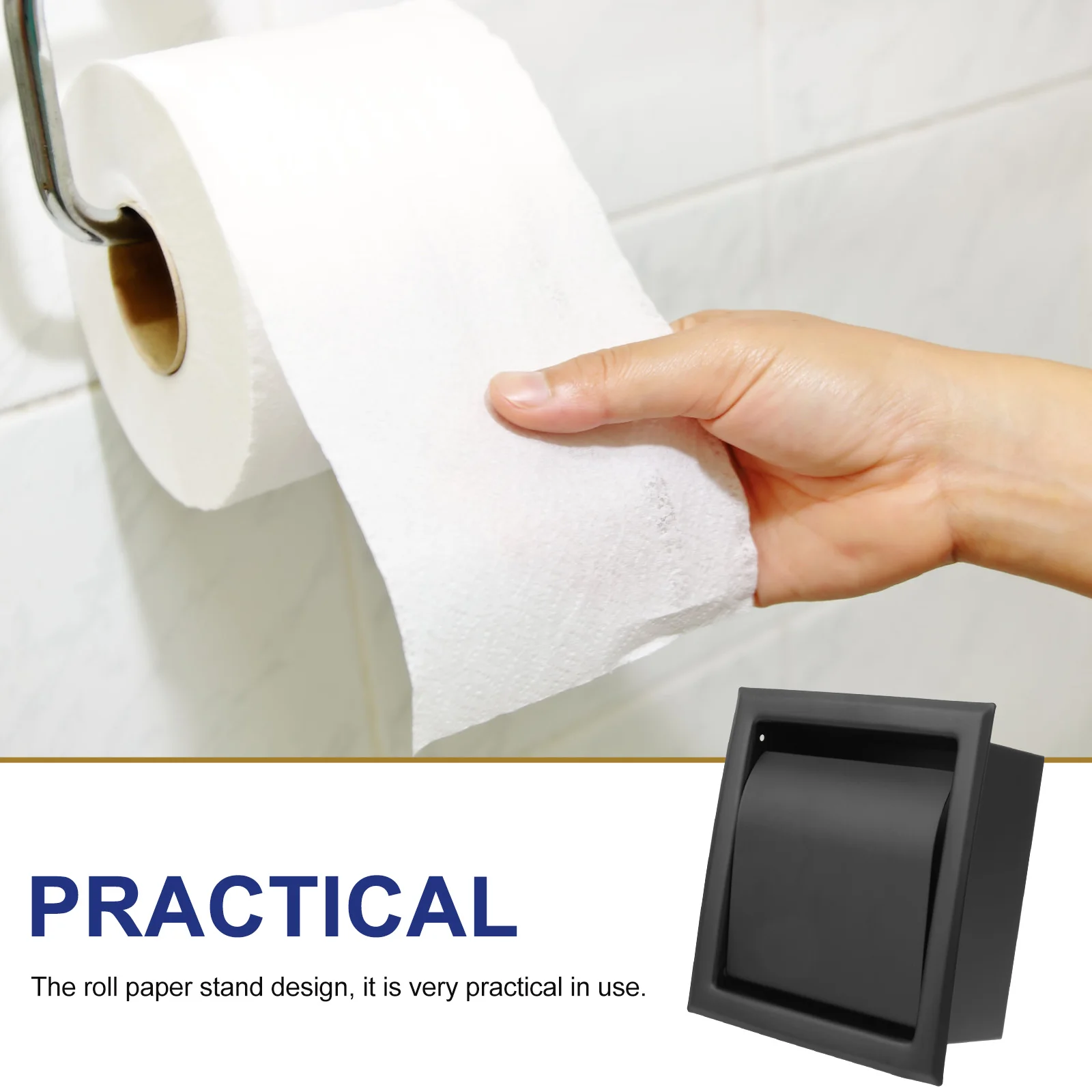 

Stainless Steel Toilet Paper Holder Roll Box Tissue Rack Black Storage Office Modern Decor Bathrooms Neat Practical