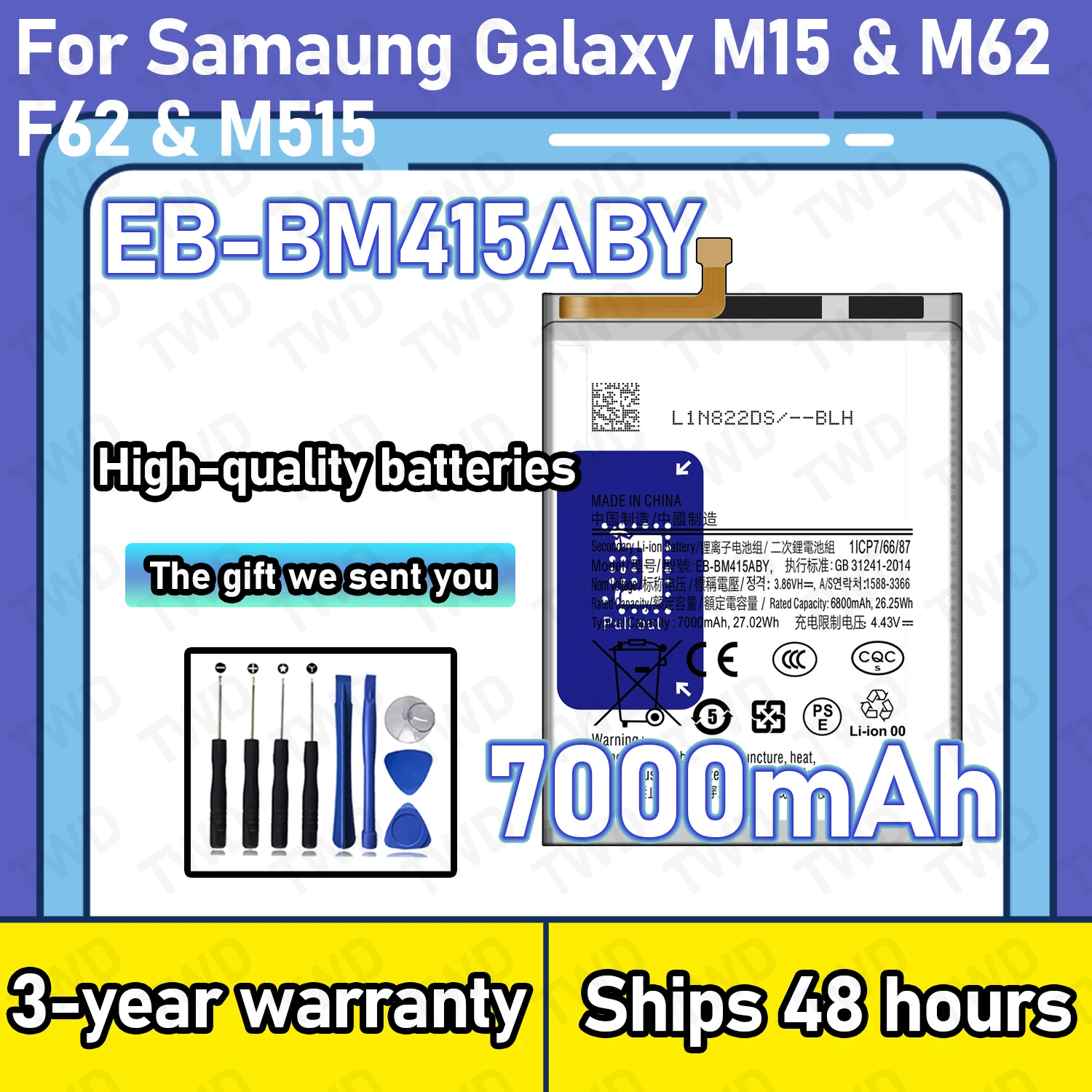 EB-BM415ABY 7000mAh Large capacity Battery For Samsung Galaxy M15/M62/F62  Batteries New High Quanlity+Free Tools
