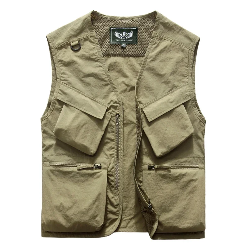 Summer New Vests Men US Plus Size Outdoor Tech Wear Tactical Multi-pocket Slant Pockets Camping Fishing Hiking Safari Cargo Vest