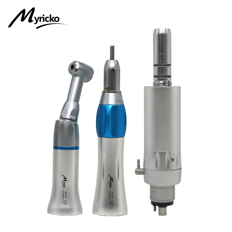 Dental Low Speed Handpiece External Push Button Single Water Spray Contra Angle 2/4 Holes Air Motor Dental Equipment