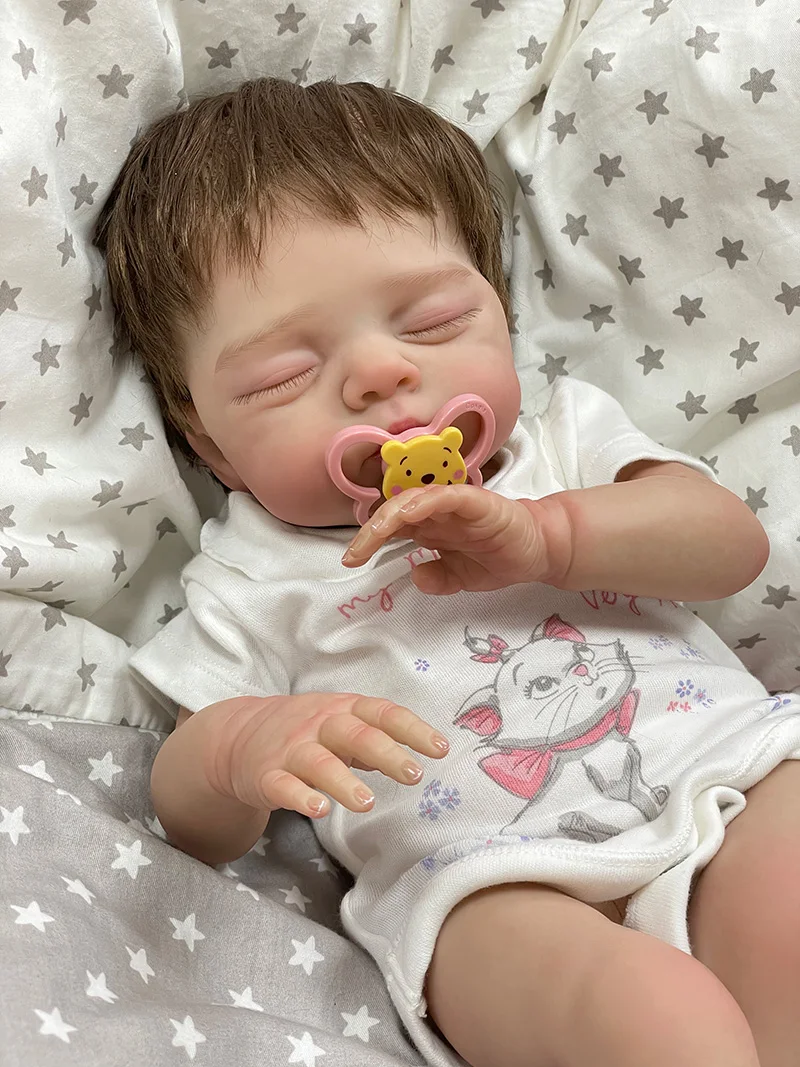 Cokela 20 polegadas/50cm boneca de bebê real toque macio bebê realista silicone reborn boneca com cabelo artificial implantado à mão