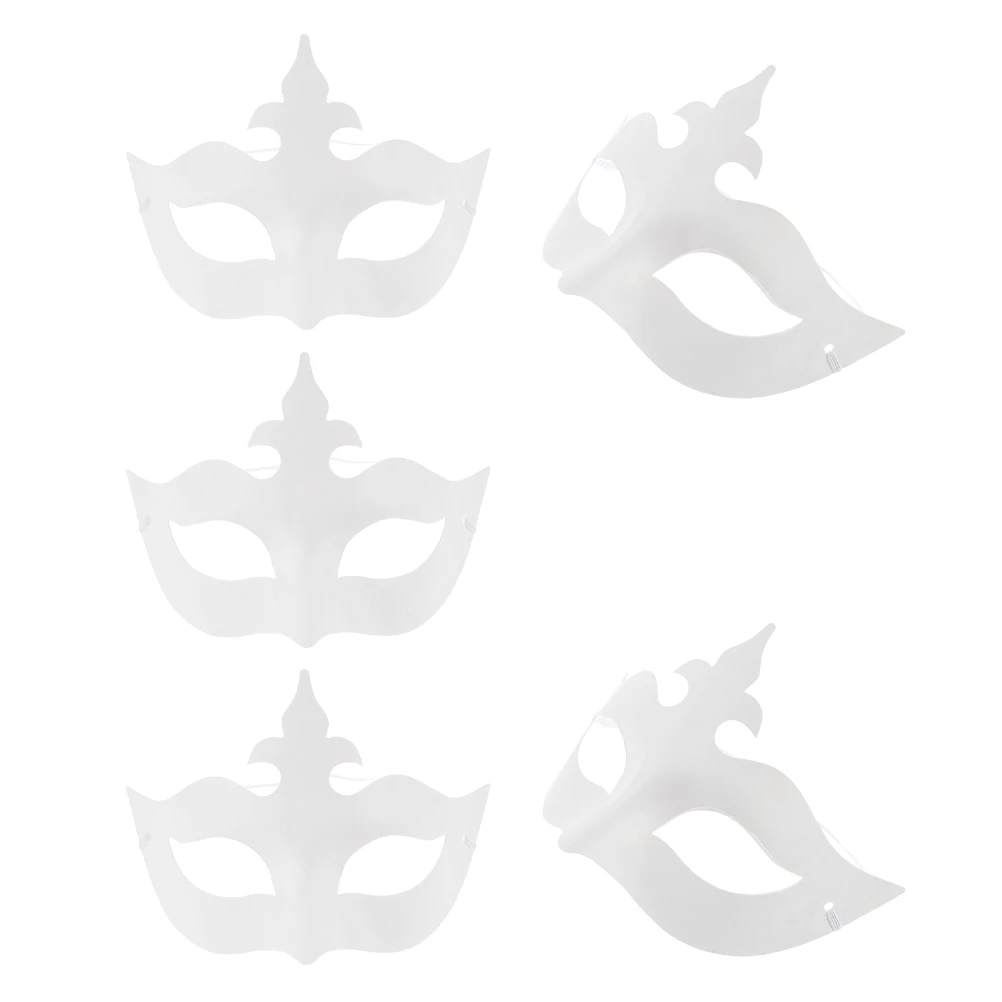 5개 DIY 흰색 종이 공예 키트, 가장무도회 파티, 카니발, 마디 그라 의상 행사용, 무지 페이스 공예 용품, 페인트 가능한 마스크