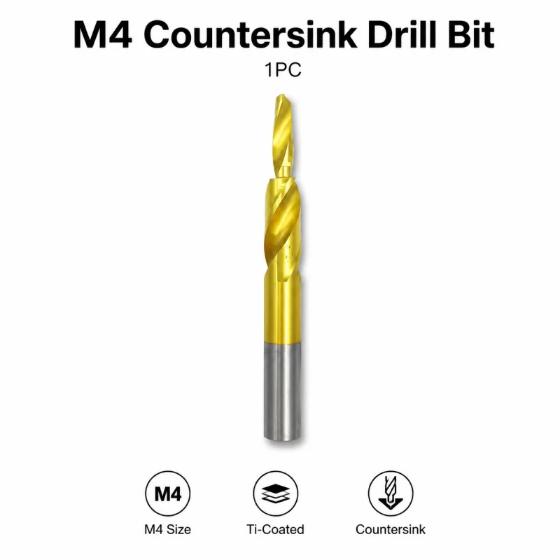 M4 Drill Tap Bit Titanium Coated HSS Combined Drill & Tap Bit for Metal Wood Plastic Drilling Tapping
