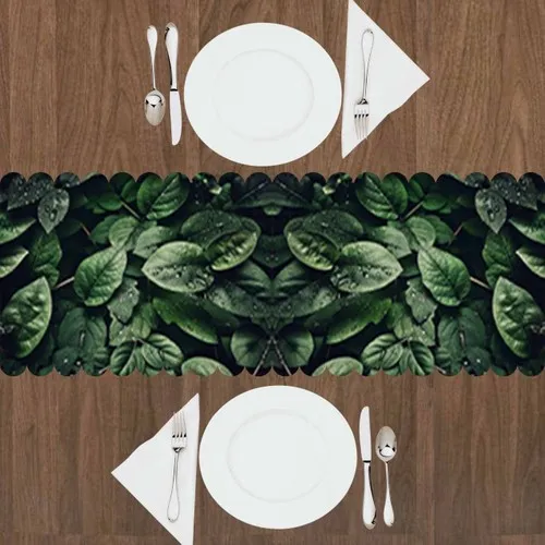 Else Green Leaves 3D Textured Runner Table Cloth Dresses