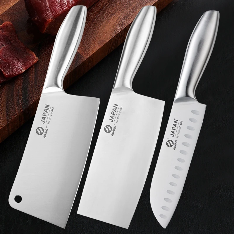 Aço inoxidável oco Handle Chef Knife Set, Cortar carne Cutelo, Cortar faca, Tesoura de cozinha com nitidez Rod, 7 Pcs