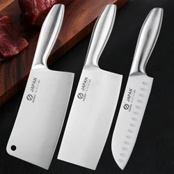 Chef Knife 7-piece Set Stainless Steel Hollow Handle Slice Meat Cleaver Chopping Knife Kitchen Scissors with Sharpening Rod