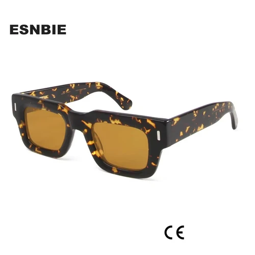 Gafas de sol gruesas de diseñador de marca para hombre, gafas de sol rectangulares polarizadas, montura de acetato hecha a mano, gafas cuadradas UV400