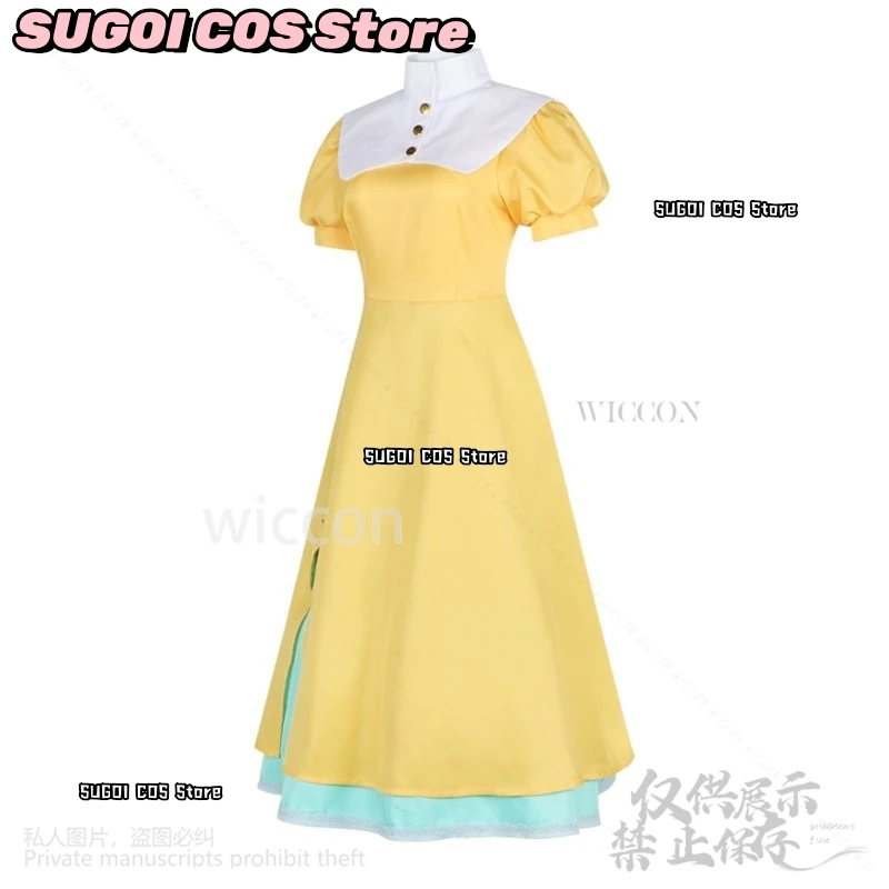 Anime Cardcaptorr Sakura Cosplay Tomoyo Daidouji Costume Yellow Dress Lovely Kawaii Gentle Cute Lolita Wigs Party Cos Suits