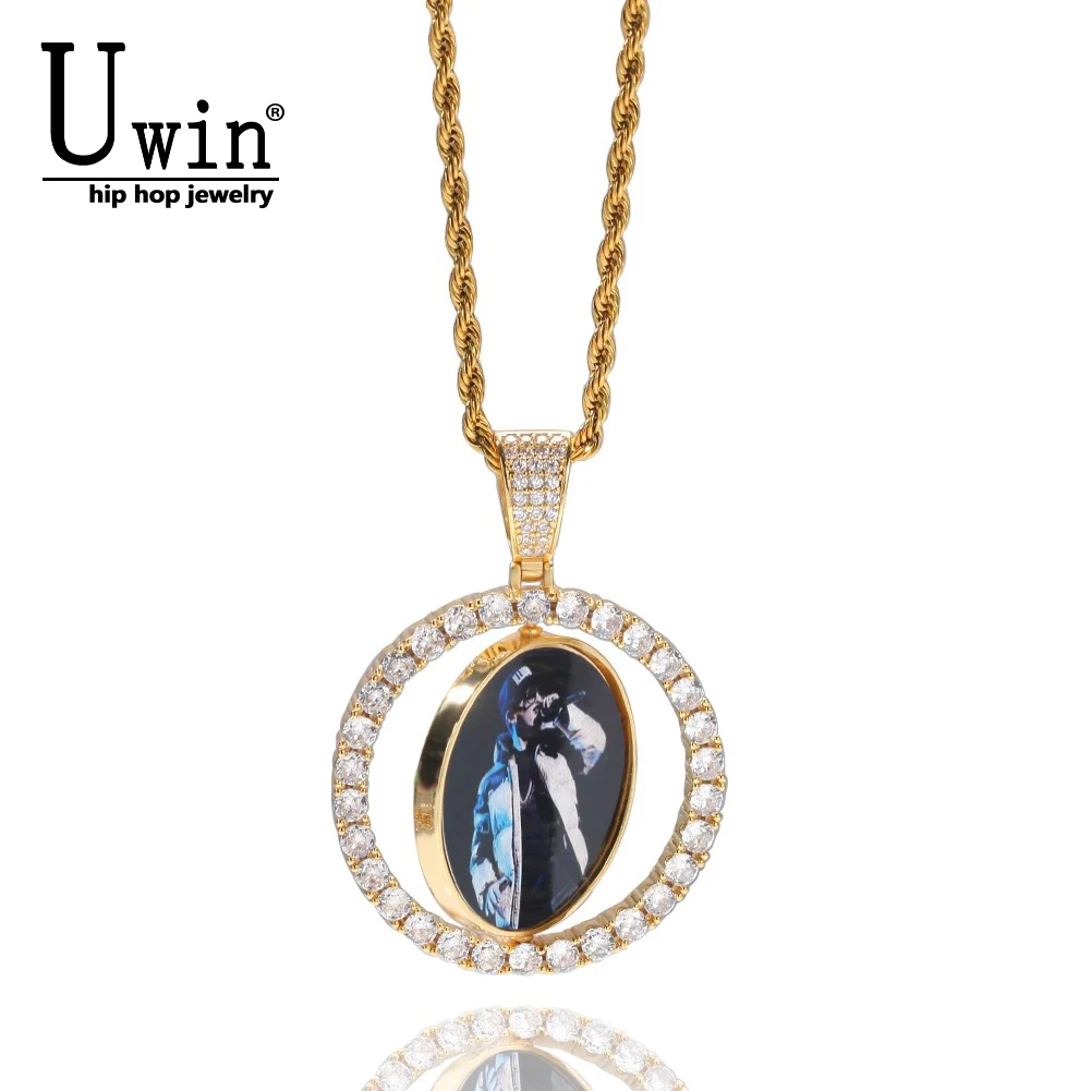

Uwin Custom Spin Photoes Круглый кулон Ожерелье Поддержка 2 шт. Фотографии Медальона на память Подарки Ювелирные изделия Hophop