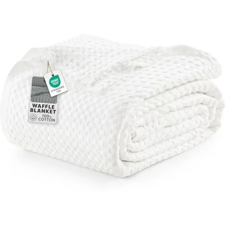 

00% Cotton Waffle Weave Blanket Size for Bed - Lightweight, Breathable Summer Blankets Soft and Cozy, Gift for Mother's Day Hom