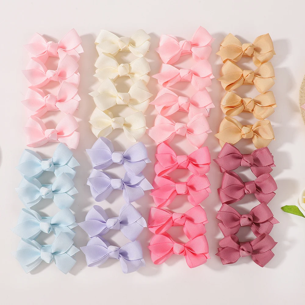

30pcs Random Color Colorful Ribbon Hair Bows Clips for Baby Girls Handmade Bowknot Hairpin Barrettes Headwear Hair Accessories