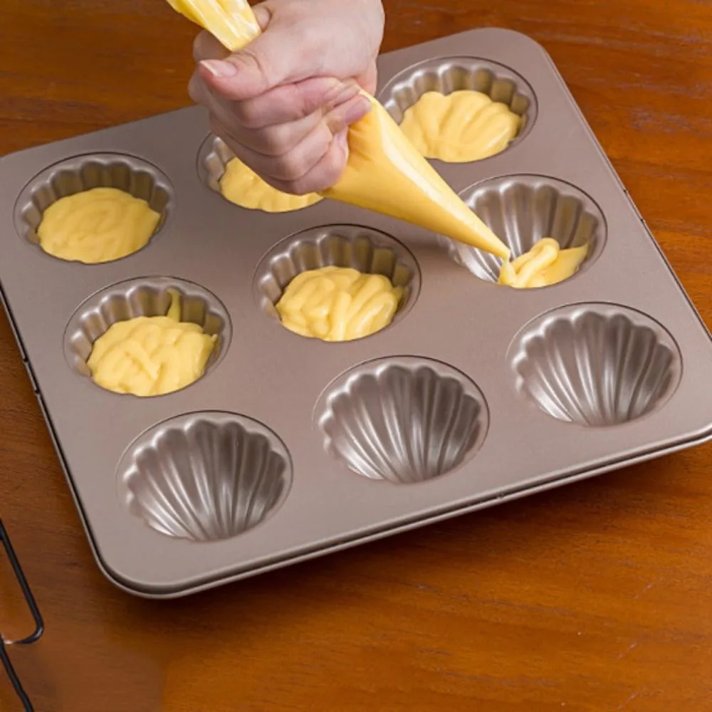 Baking Tool Nonstick Madeleine Cake Mold Carbon Steel Mini Shell Shape Cake Pan 4/6/9/12 Cavities Champagne Muffin Pan Cookies