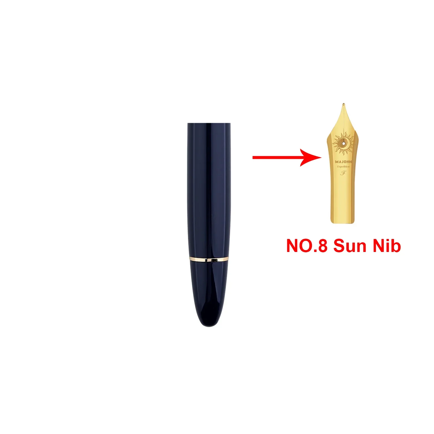 hot-no8-sun-nib-majohn-p141-oversized-piston-fountain-pen-8-f-nib-large-ink-capacity-black-resin-gold-silver-trim-luxury-gift