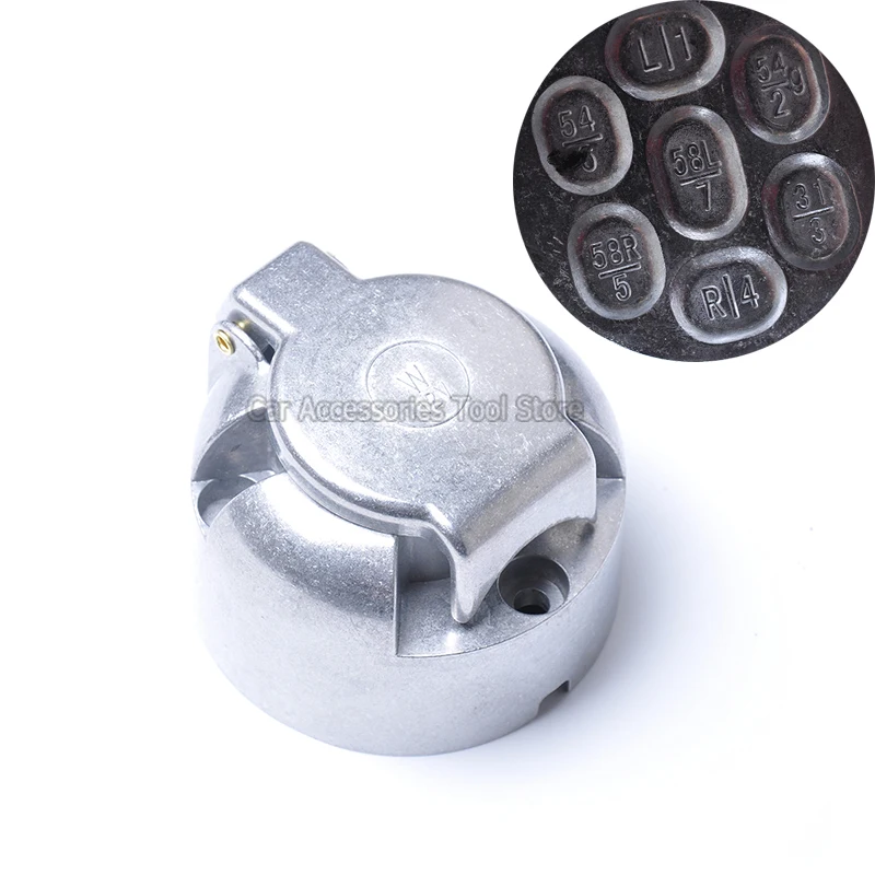 12V 7 Pin Round Plug Female Metal Trailer Socket Adapter Waterproof Trailer Towbar Connector For Trailer