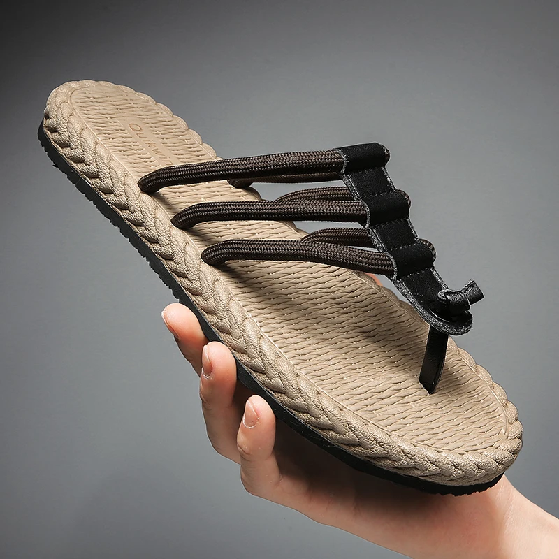 Men Summer Light Flip Flops Fashion Simple Wear Resistant Anti Slip Flexible Sole Daily Beach Casual Walking Sandals