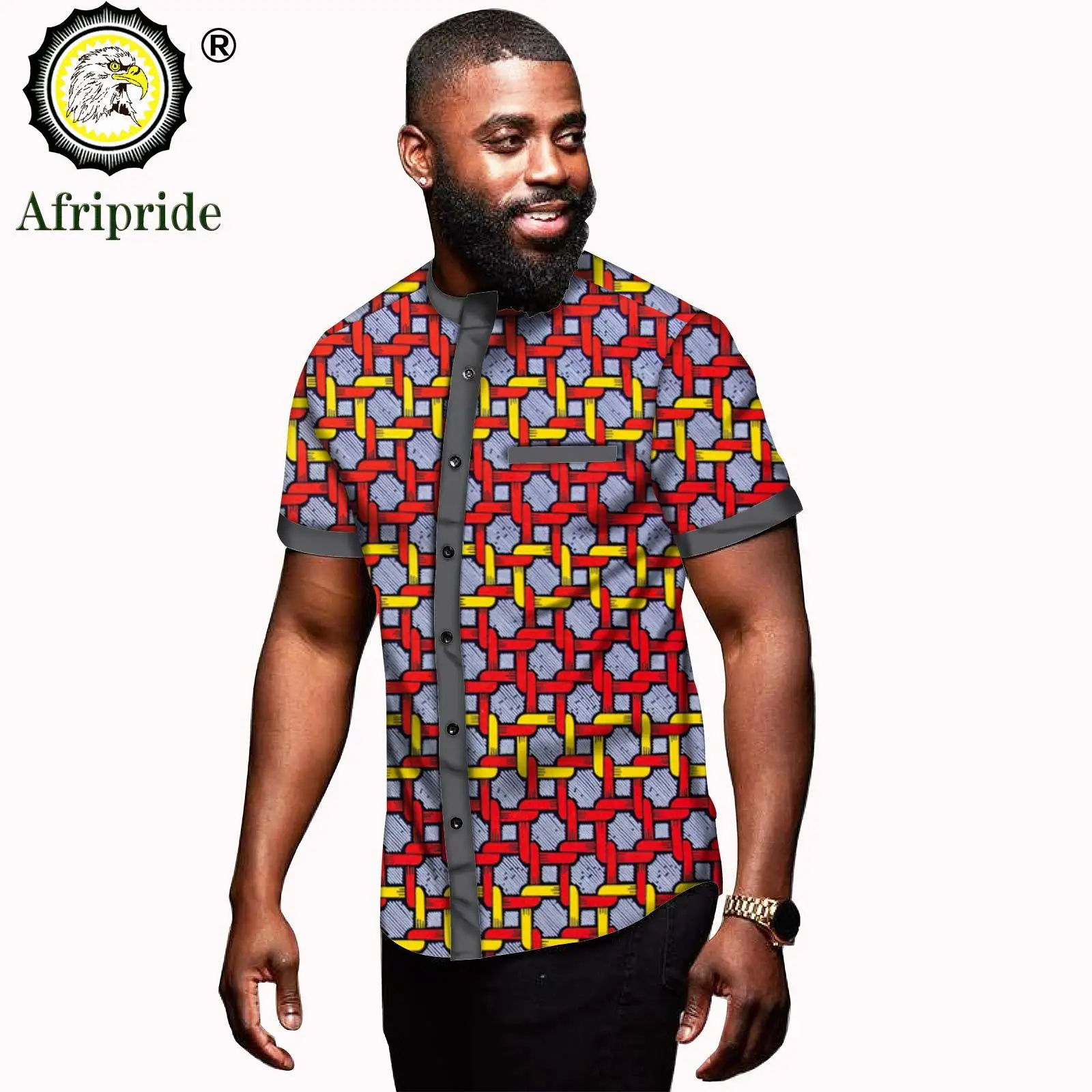 2026 african men clothing dashiki top print shirt short sleeve summer casual blouse ankara fabric bazin riche AFRIPRIDE S1912005