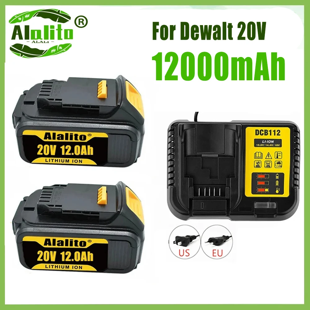 

2024 New 20V 12000mAh Max Battery Replacement Tool for DeWalt DCB184 DCB181 DCB182 DCB200 20V 5A 20 Volt 20V Battery + 3A Charge