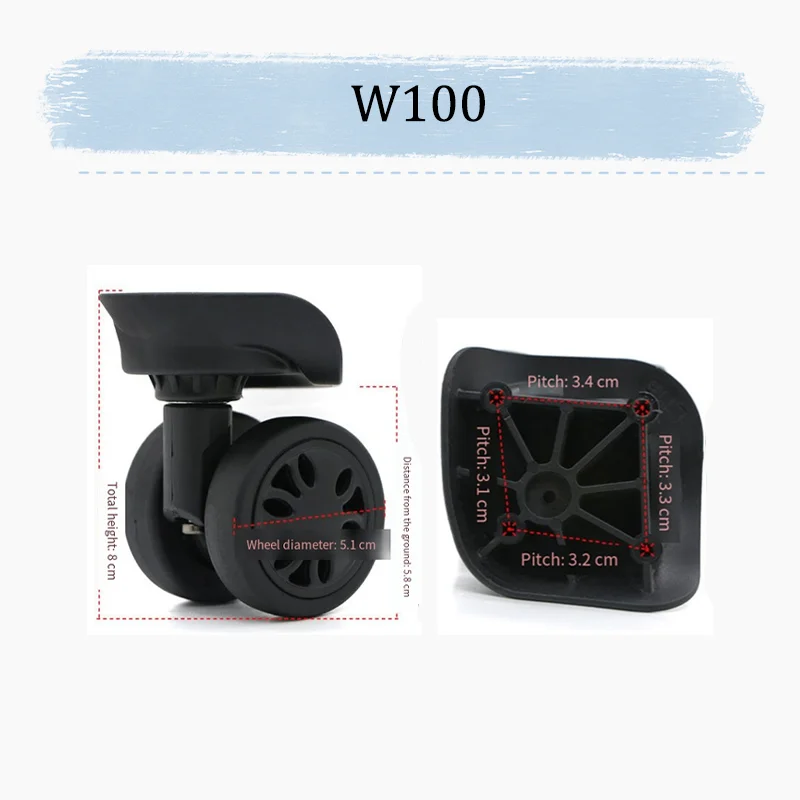 For W100 Silent 360-Degree Swivel Replacement Luggage Wheels - Achieve a Smooth and Quiet Luggage Movement Experience