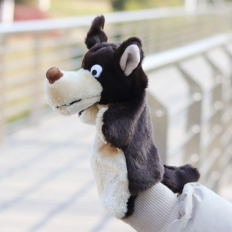 Wolf Hand Puppet for Kids Plush Puppet Toy for Storytelling and Role-Play 15UB