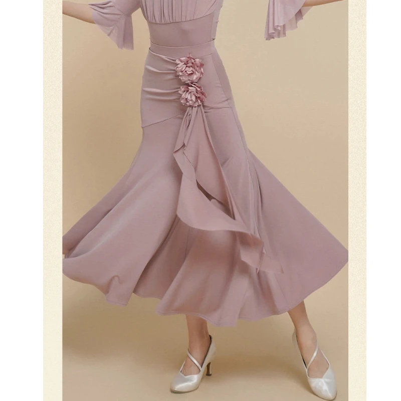 High End Professional Modern Dance Ballroom Dance Skirt for Women, New National Standard Dance Waltz Big Swing Skirt