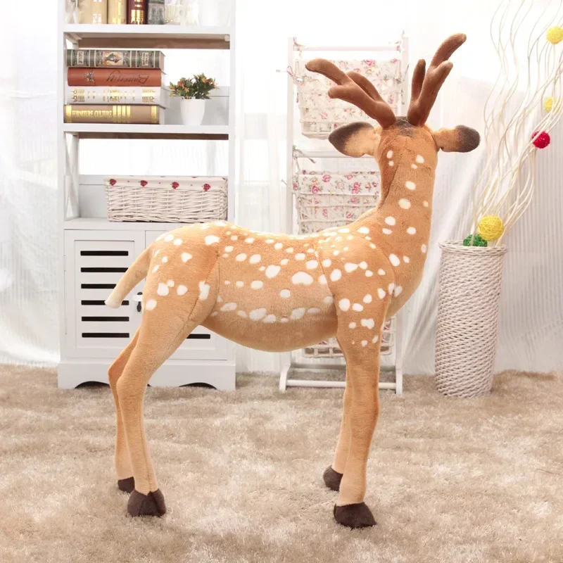 100cm Standing elk giraffe Sika deer with angle Simulated Animals model Kids mount Christmas decoration Plush Children toys gift