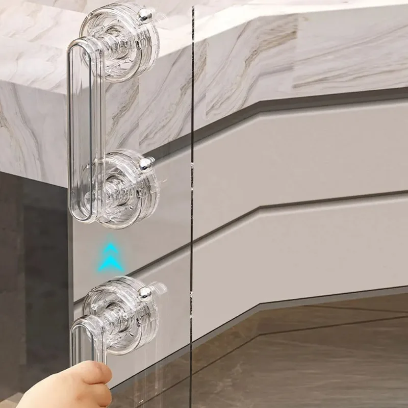 Removable Cupboard Wardrobe Bathroom Door Handle New Suction Cup Door Handle Anti-slip Waterproof Reusable Sliding Door Handle