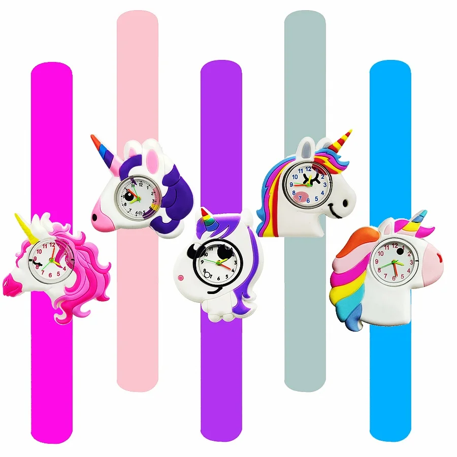 10Pcs Wholesale Children Unicorn Watch Watches Kids Pony Watch Factory Hot Sale Baby Learn Time Toys Bracelet Birthday Gift