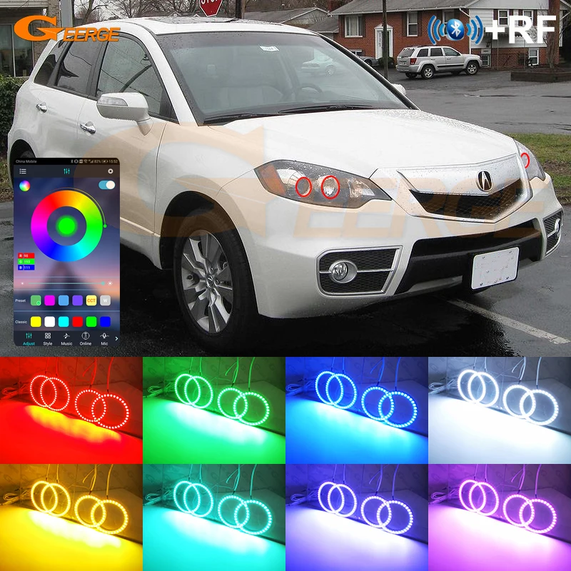 

For ACURA RDX 2007 2008 2009 2010 2011 2012 Bluetooth App Control Multi-Color Ultra Bright RGB LED Angel Eyes Kit Halo Rings