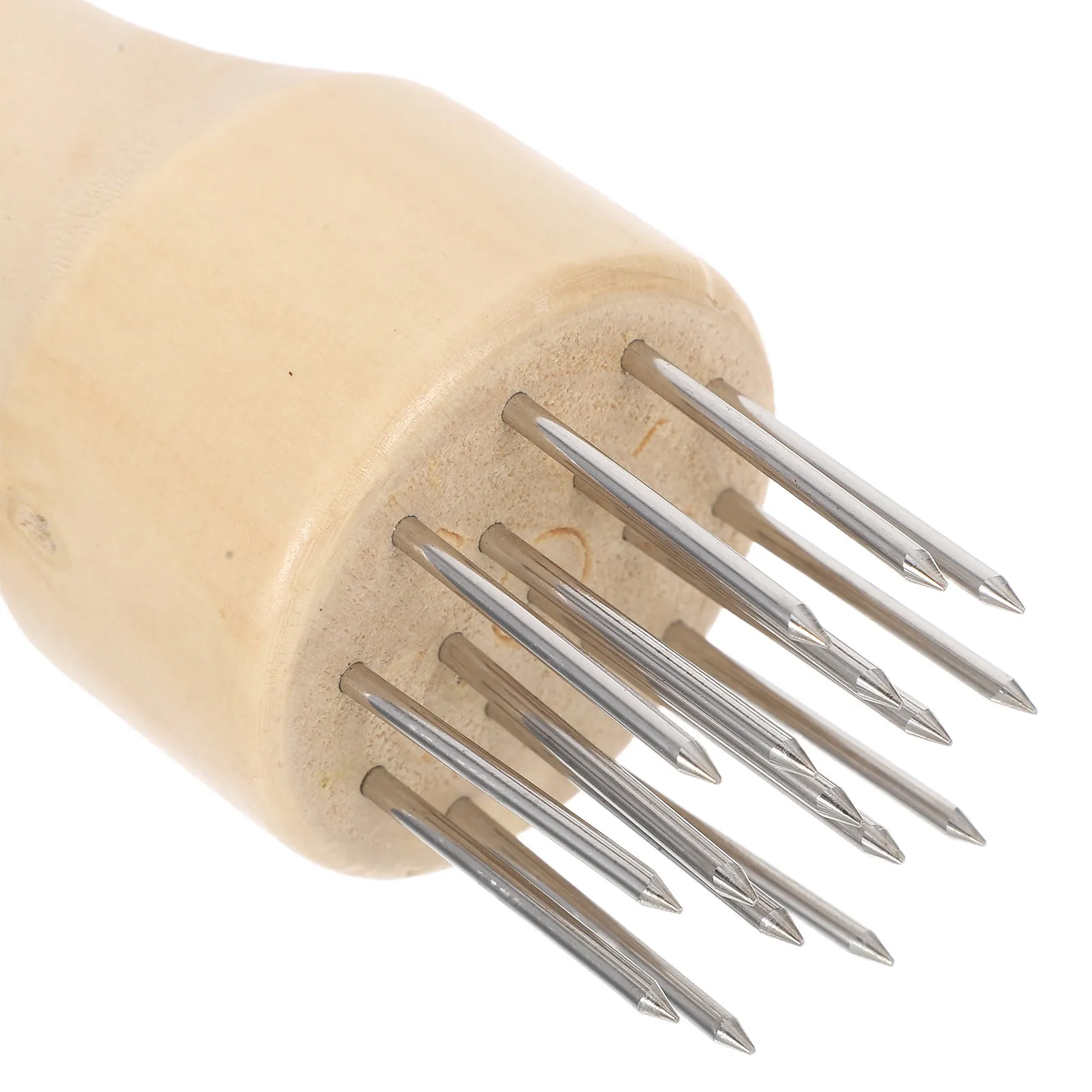 Stainless Steel Meat Tenderizer Hammer Tool with Natural Wood Handle Meat Loosening Needle for Quick Flavor Absorption Cooking