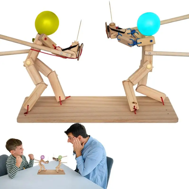 

Fun Balloon Bamboo Man Battle Handmade Wooden Fencing Puppets Two Players Whack A Balloon Game For Kids best birthday gift