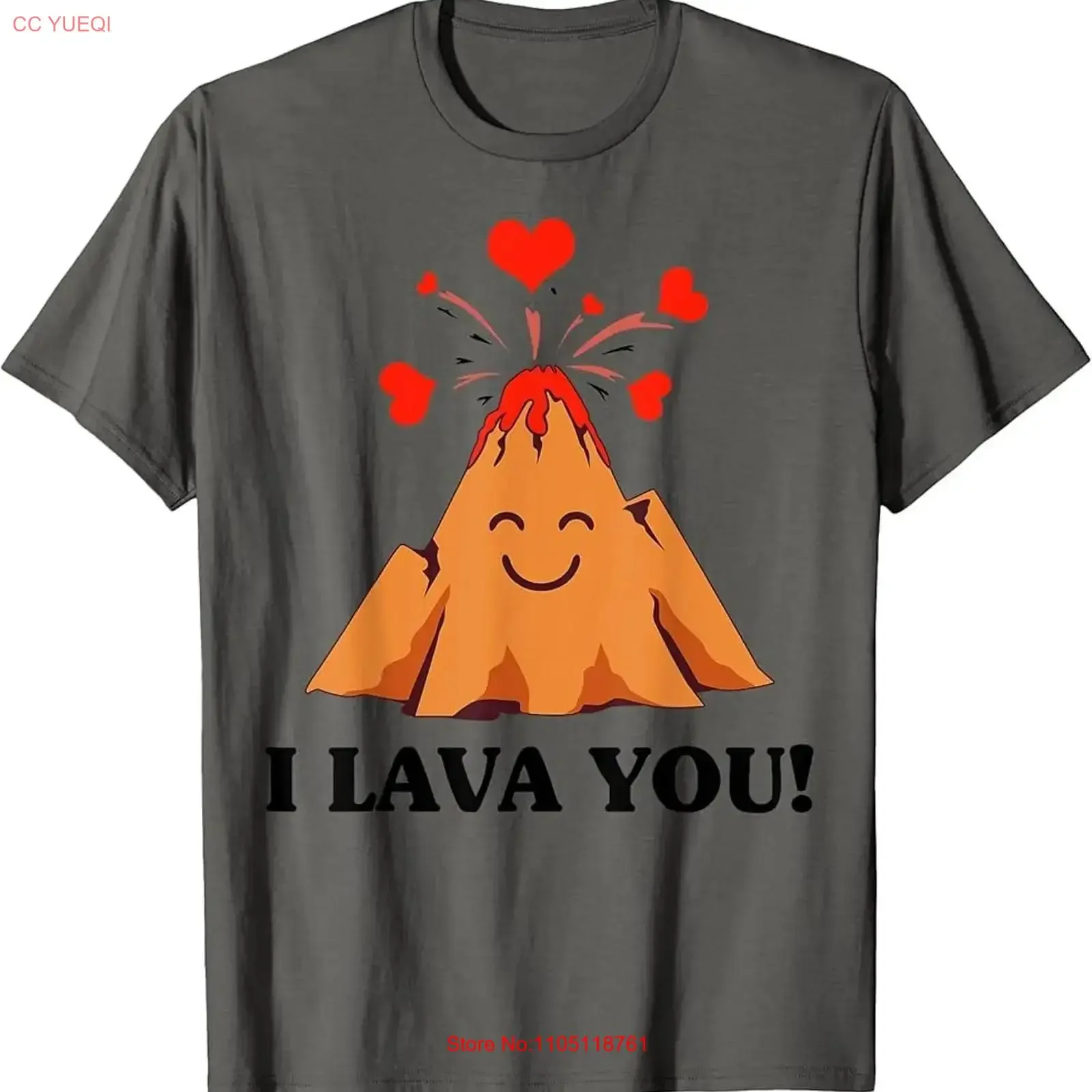 Funny I Lava You For Kids Cool Volcano Valentine's Day T Shirt long or short sleeves vintage Washed homme Versatile streetwear