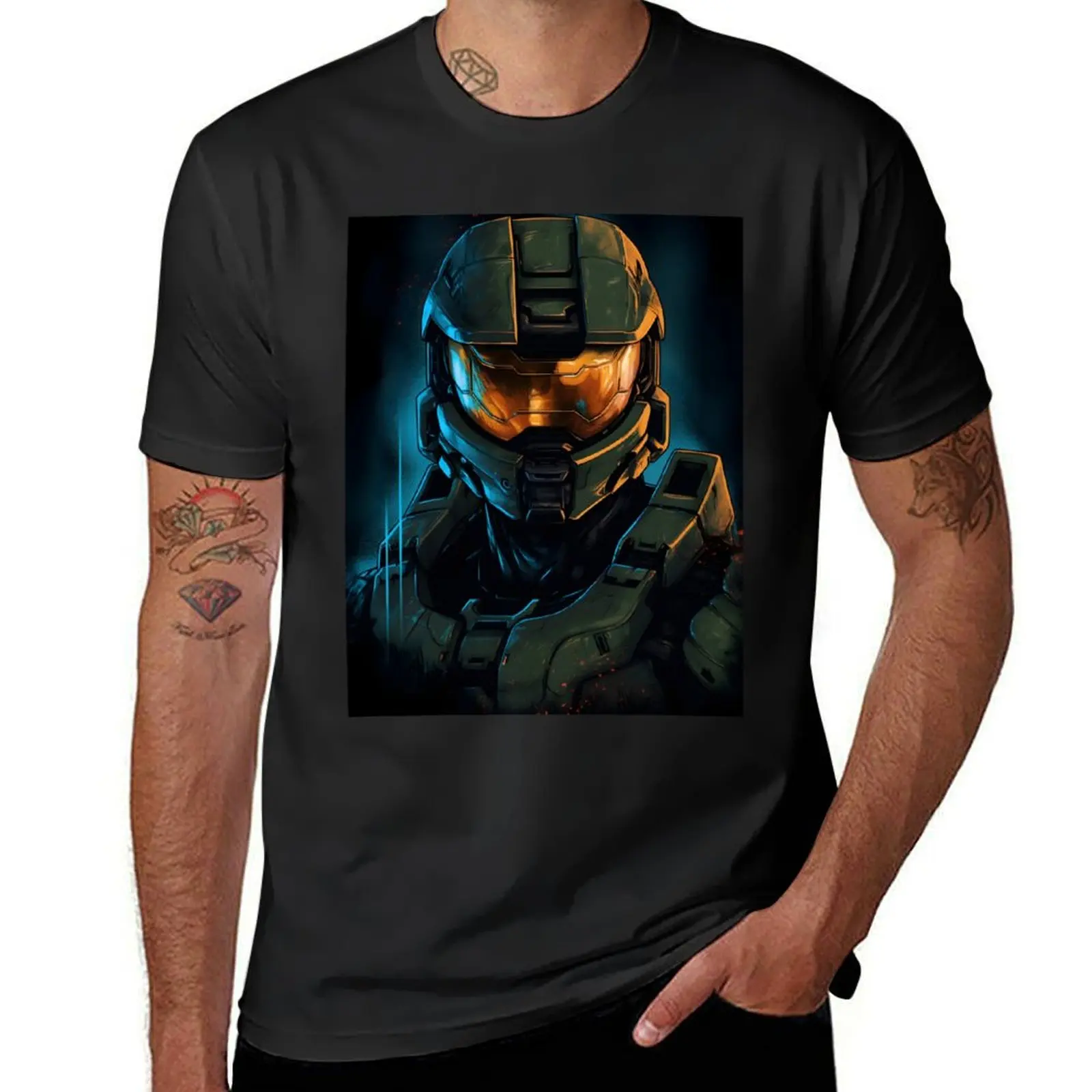 Master Chief T-shirt para homens, secagem rápida Blanks, roupas hippie, treino