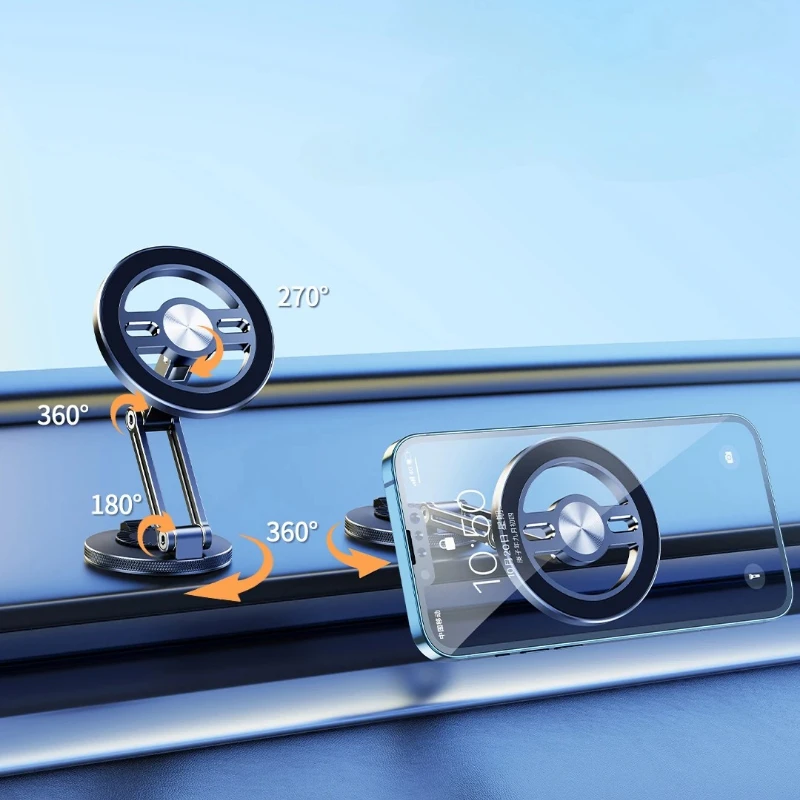 

Oatsbasf Foldable Magnetic Car Phone Holder Dashboard Pasted Phone Stand 360° Rotable Car Holder Car Interior Accessories