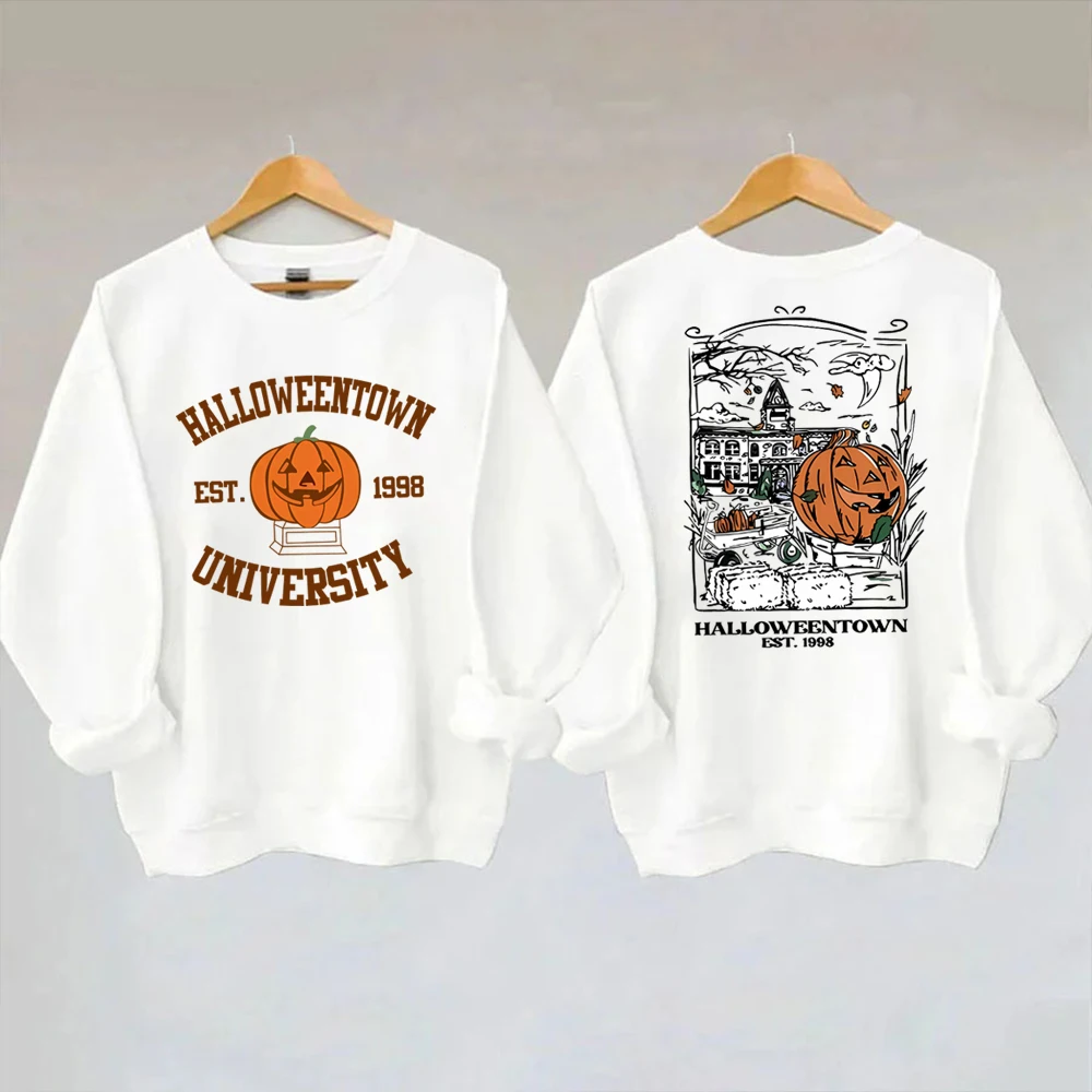 Vintage Halloweentown 1998 Sweatshirt 2 Side Print Halloweentown University Hoodie Pumpkin Fall Pullover Halloween Party Tops