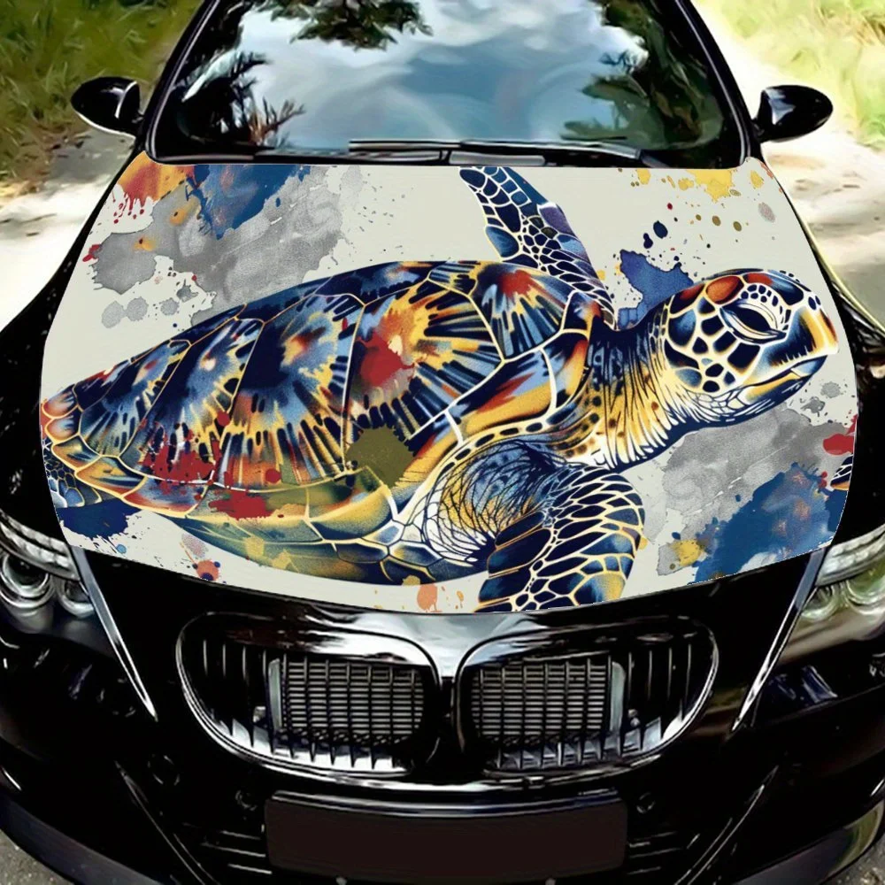 

Sea Turtle, Inkblot, Ocean, Cool, Purple-blue, Colorful, Artistic, Gift;Car Hood Decal Sticker, Motorcycle and Truck Decal, Self