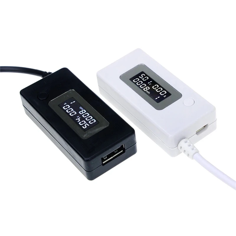 White tail LCD backlight LCD digital screen display USB ammeter voltmeter charging capacity test meter detector