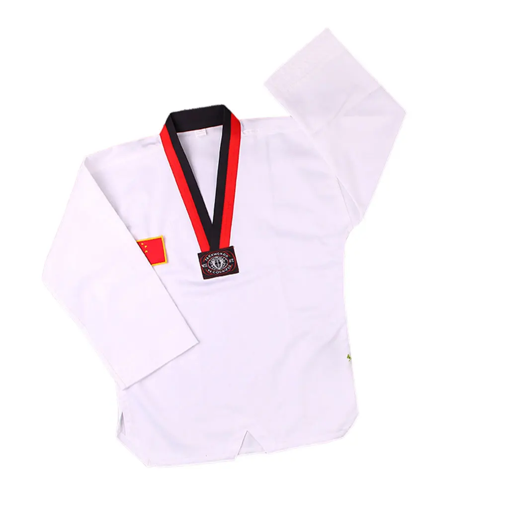 Taekwondo Uniform Replacement Solid Color Breathable Sweat Absorbent Beginner Learner Long Sleeve Exercising Uniforms