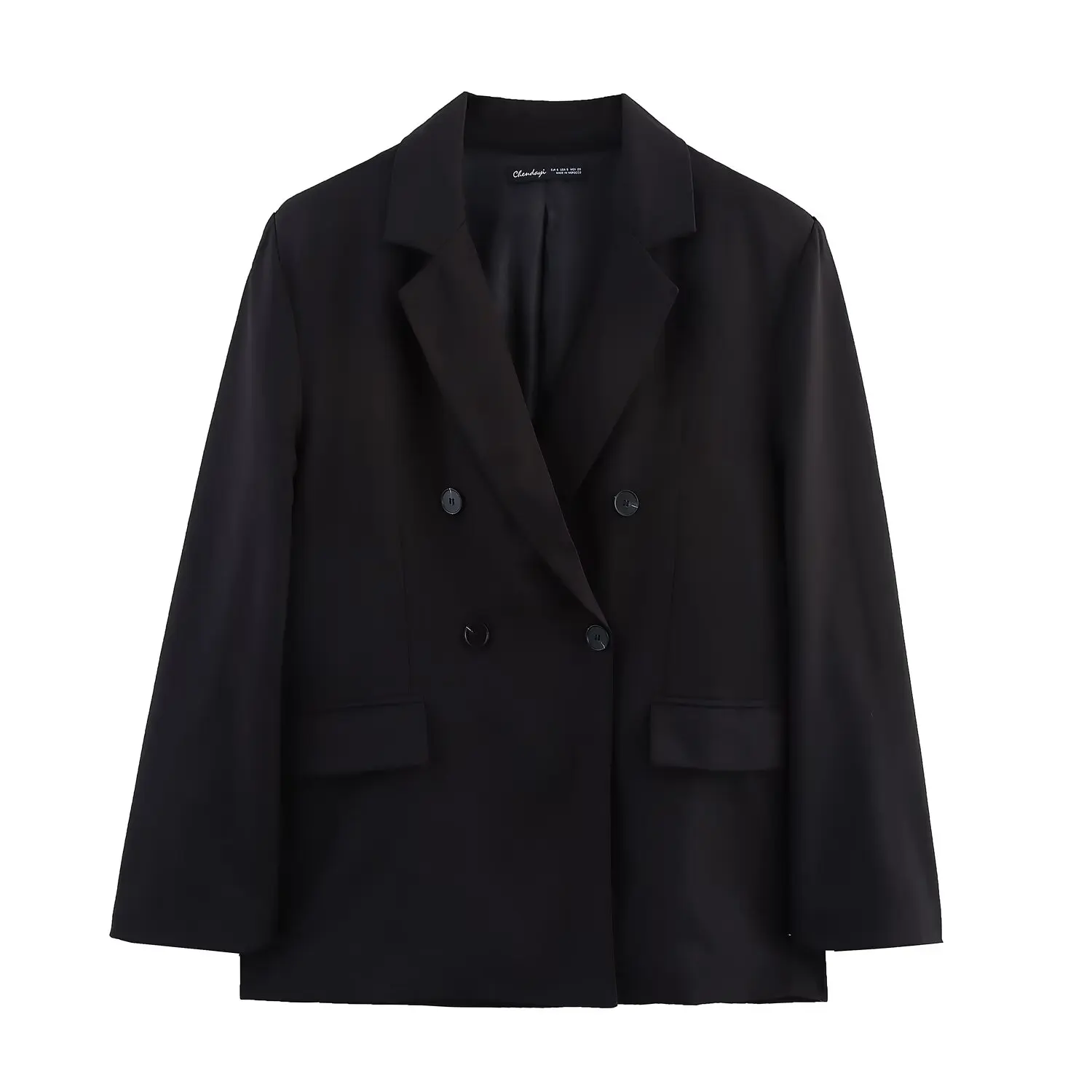 

2025 New Women's Clothing European and American Style Fashion Lapel Long Sleeve Pad Shoulder Loose Jacket