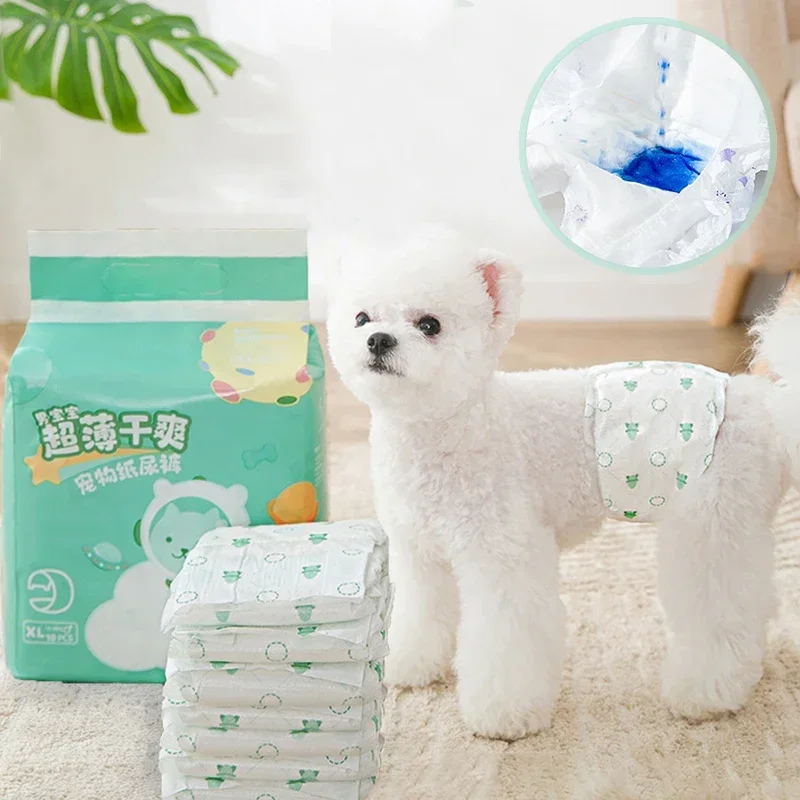 10Pcs Disposable Dog Diapers Super Absorption Physiological Pants Females Leakproof Nappies Diapers for Small Medium Dogs