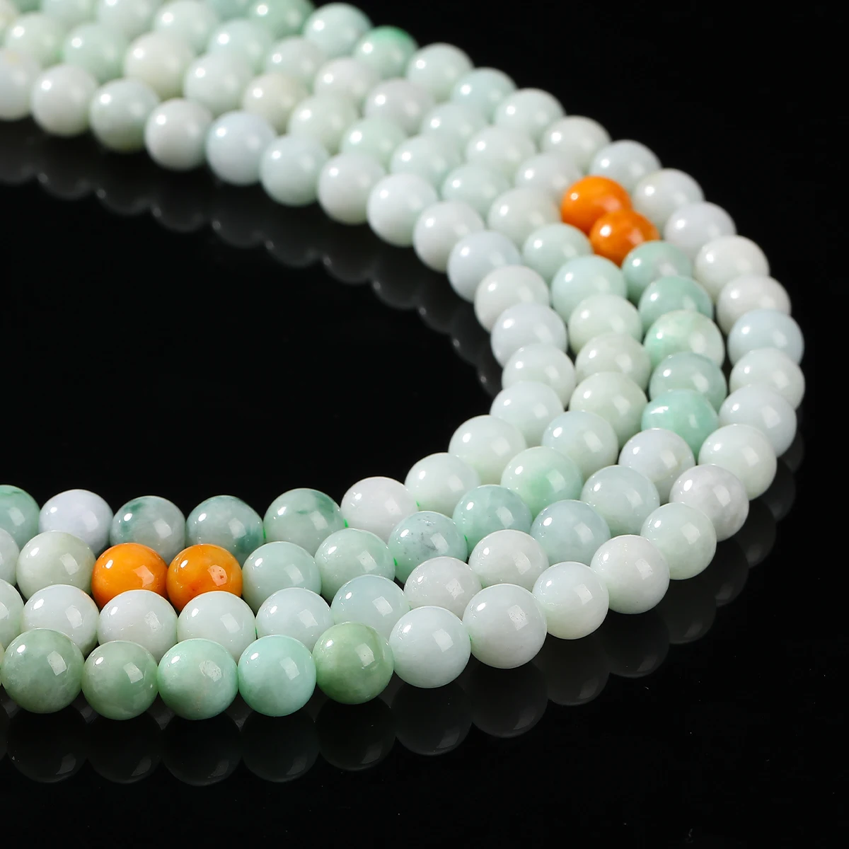 الحجر الطبيعي ثلاثي الألوان الزمرد الجاديت حبة مستديرة فاصل فضفاض الأحجار الكريمة حبة لصنع المجوهرات سوار ذاتي الصنع إكسسوارات عقد #5