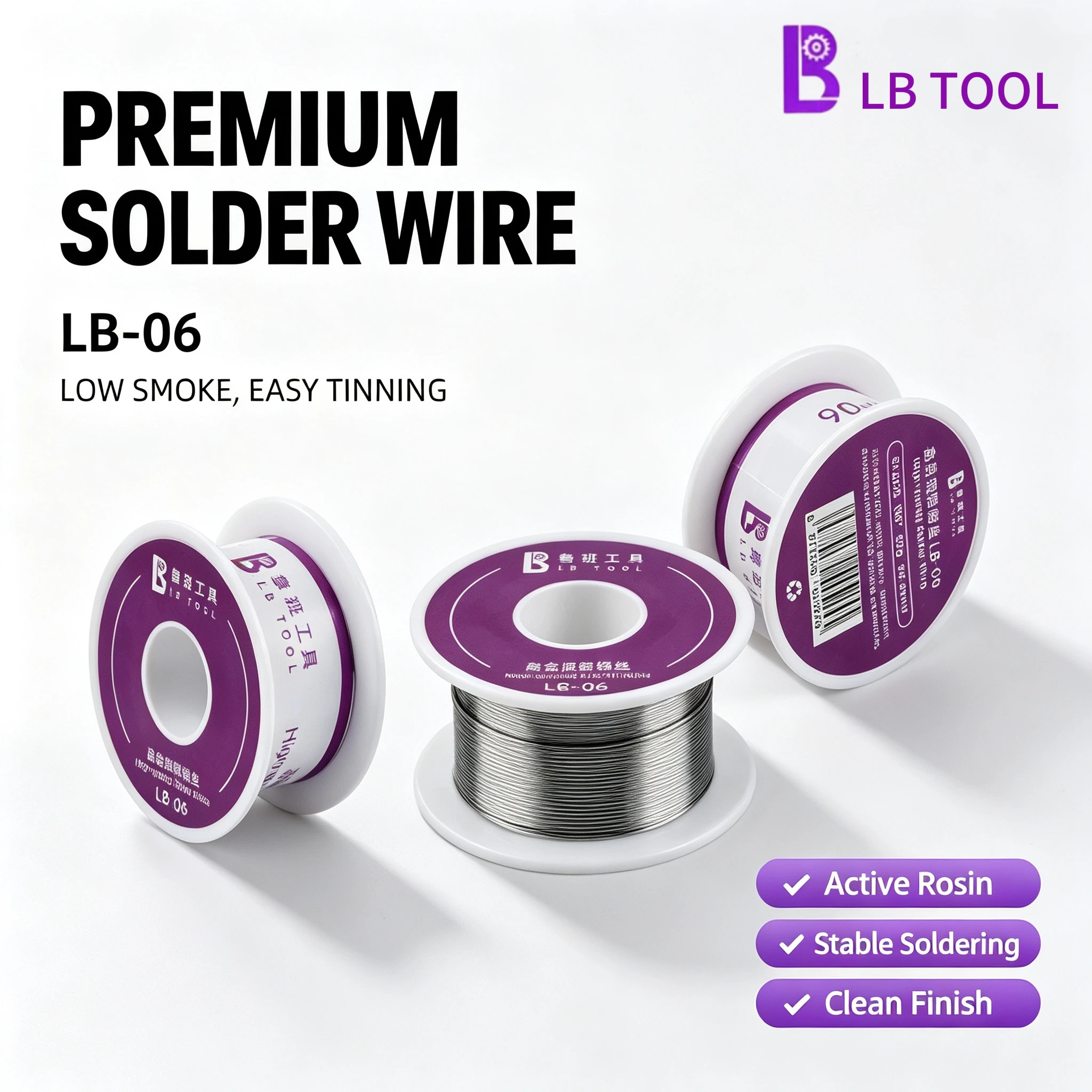 LB TOOL 0.6mm High-Purity Solder Wire with 183°C Melting Point for Mobile Phone PCB Welding High-Brightness Soldering RepairTool