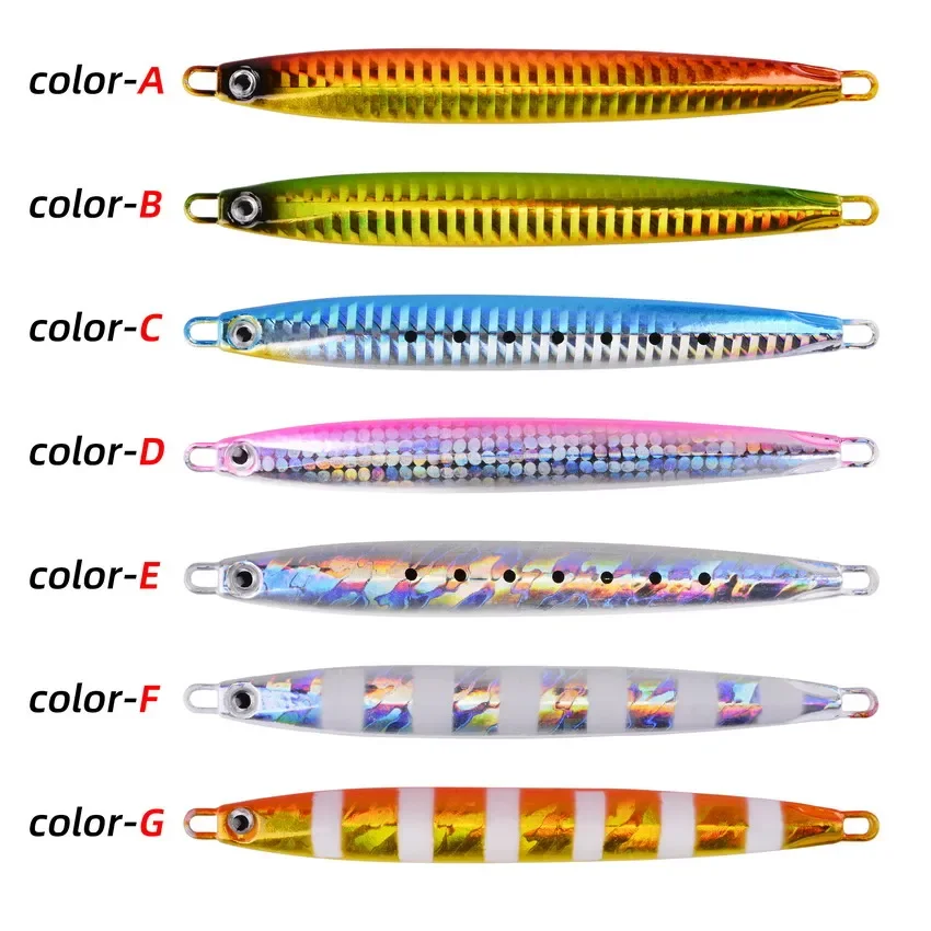 7pcs Long Metal Jig Fishing Lure Set Slow Cast Jigging Spoon 10g 20g 30g 40g 60g artificiale Shore Metal Bait Sea Tackle Kit