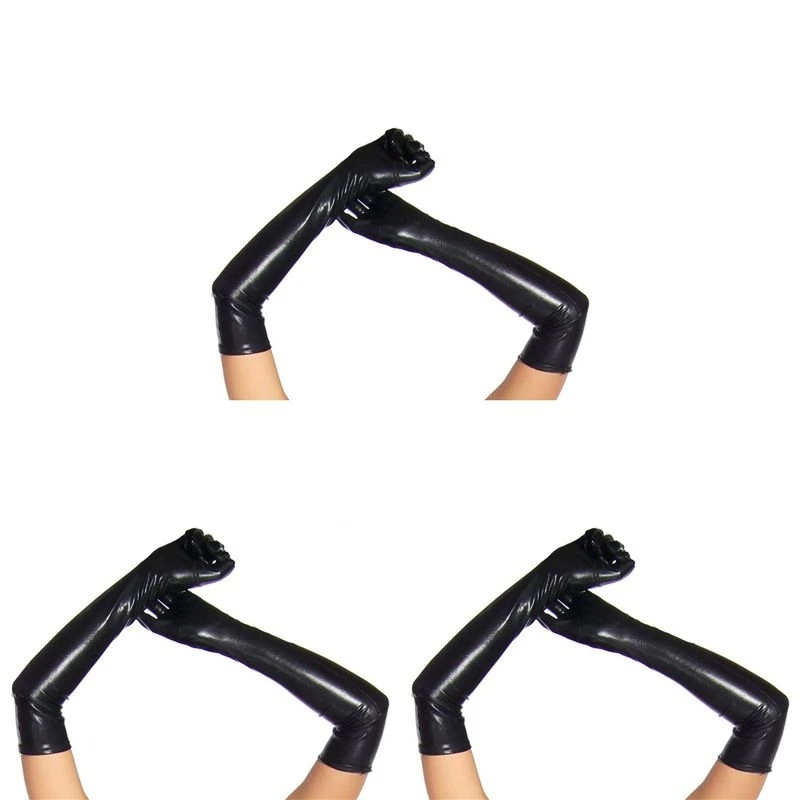 Hot kf-3X Long Gloves In Leather Optics One Size Black - Black