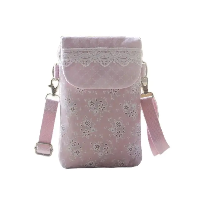 Sac à bandoulière en coton fleuri pour femme, mini sac à main pour femme, sac pour gril, petit sac à main pour téléphone, portefeuille en poudre pour fille, 2024