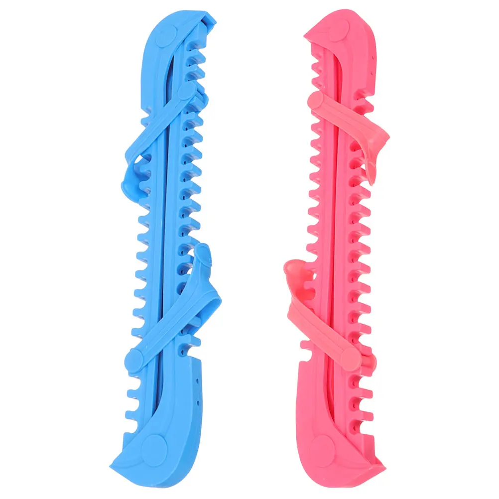 

2 Pairs Ice Skate Guards Protective Covers for Skates Blades Blue Pink Reusable PXC Material Lightweight Storage Hockey Skates